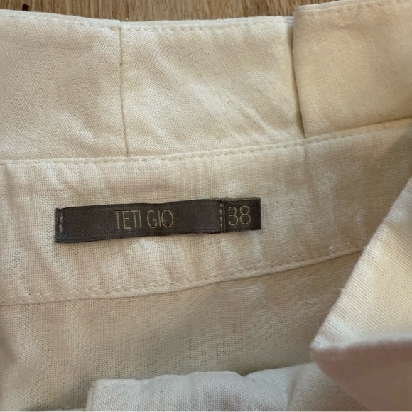 Teti Gio Linen White Paperbag Waist Slit Belt Midi Skirt Lagenlook Beachy Boho 4 - Picture 6 of 15